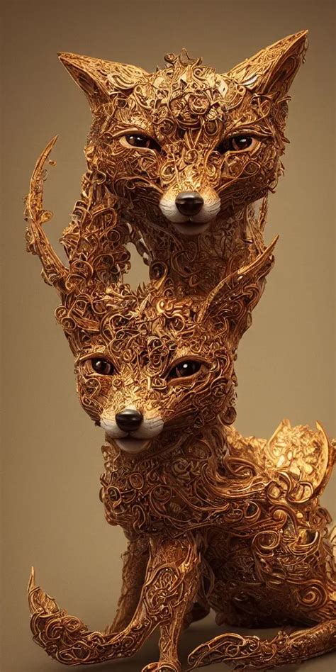 A Photo Real Delicate Sculpture Of An Ornate Fox In Stable Diffusion