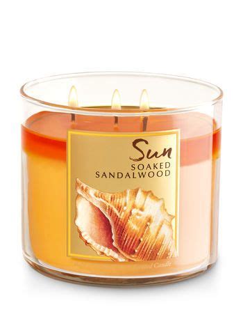 Sun Soaked Sandalwood 3 Wick Candle Bath And Body Works Warm