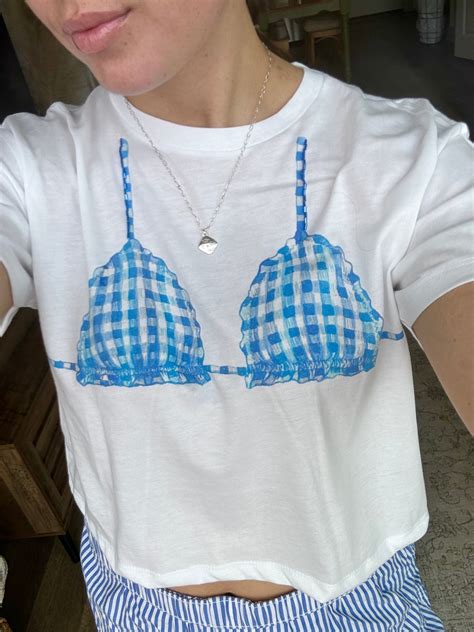 Bikini Top Tee With Beading Bikini Shirt Beach Shirt Summer Shirt Graphic Baby Tee Hand