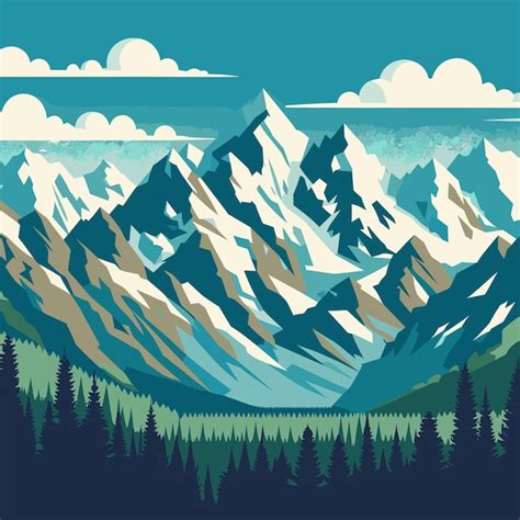 Premium Vector Vector Landscape Mountains View