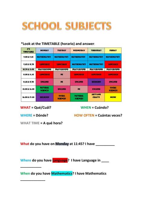 School Subjects Online Activity For Grade 3