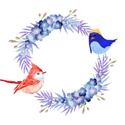 Cute Animal Wreath Png Image Blue Cute Animal Wreath Blue Bird