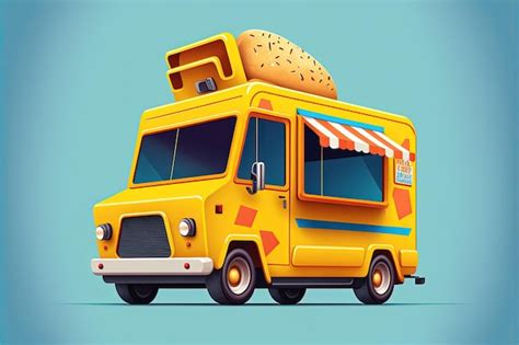 Premium Photo Colorful Food Truck Illustration Generative Ai