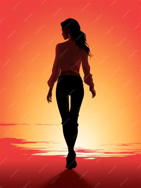 Premium AI Image | silhouette of a woman walking on the beach at sunset