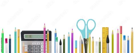 Colorful school stationery, supplies on transparent background. PNG ...