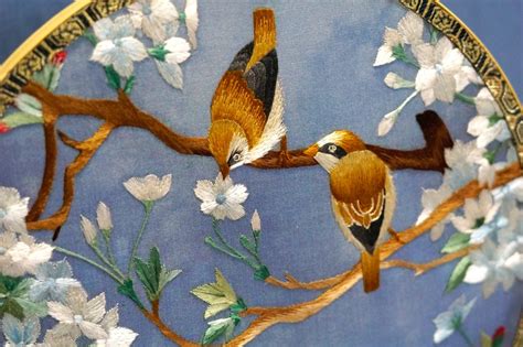 Birds And Flowers Hand Embroidery Chinese Floral Embroidery Etsy