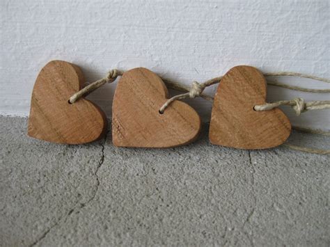 Small Wooden Ornaments, 1 Package With 5 Wooden Hearts, Handmade Wooden ...