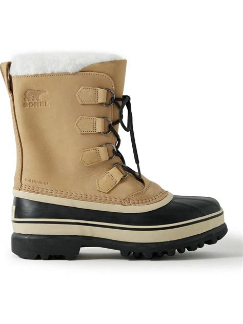 Sorel Caribou™ Faux Shearling Trimmed Nubuck And Rubber Snow Boots