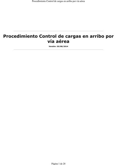 PDF Procedimiento Control de cargas en arribo por vía aérea DOKUMEN