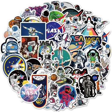 50 Pcs Nasa Space Astronaut Cartoon Graffiti Stickers Pvc Waterproof