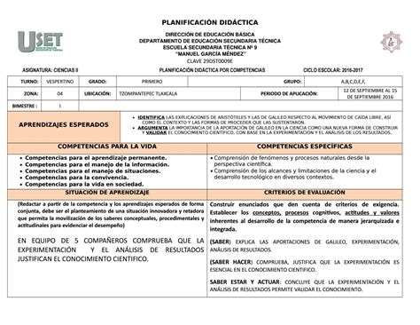 Planificacion Por Competencias Example By Dmpp Espinosa Issuu