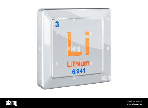 Lithium Li, chemical element sign. 3D rendering isolated on white ...