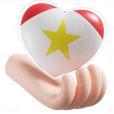 Saba Flag With Heart Hand Care Realistic D Textured Png