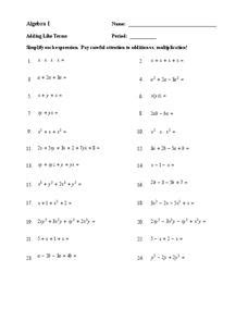 Distributing And Combining Like Terms Lesson Plans Worksheets