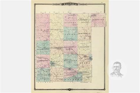 Waupaca County WI Map 1878 Old Map Of Waupaca Wisconsin Art Etsy