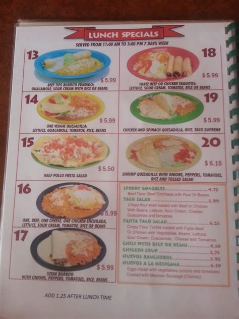 Menu At Fiesta Tapatia Restaurant Cheraw