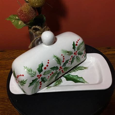 Holiday Butter Dish Christmas Butter Dish Hand Painted | Etsy