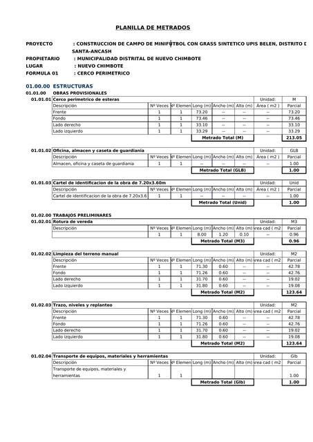 Metrado Cerco Perimetrico CLizardo Alvarez Ch UDocz