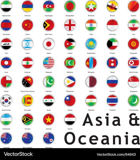 Asia round flags Royalty Free Vector Image - VectorStock