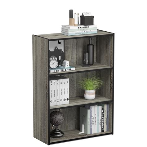 Furinno Pasir 3 Tier Open Shelf Bookcase French Oak Grey 11208gyw