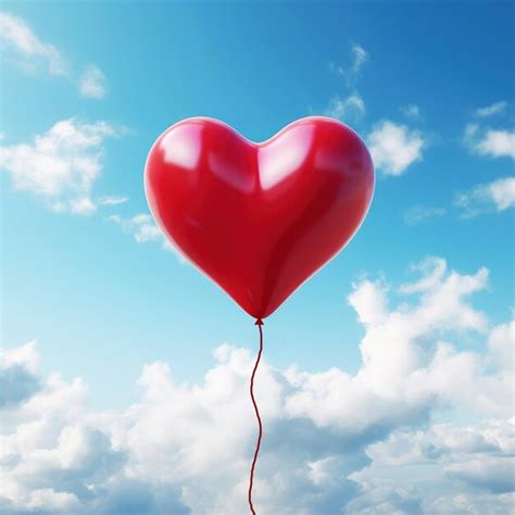 Premium Photo Red Balloon In The Shape Of A Heart On The Background