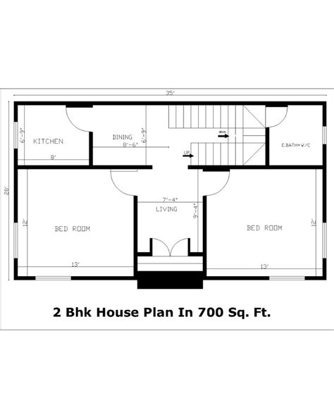 2 Bhk House Plan In 700 Sq Ft 2 Bhk Gharka Naksha In 700 Sq Ft