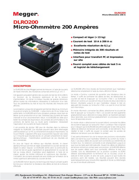 DLRO200 Micro Ohmmètre 200 Ampères