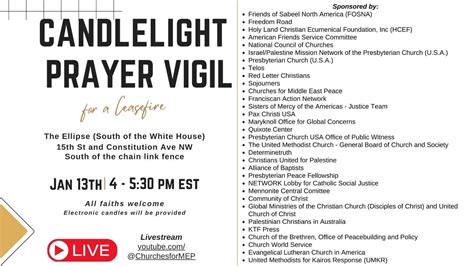 Global Ministries Disciples And Ucc Among Christian Sponsors Of A Candlelight Prayer Vigil For A