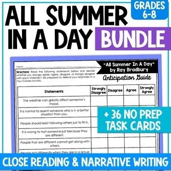 All Summer In A Day By Ray Bradbury Short Story Bundle TpT