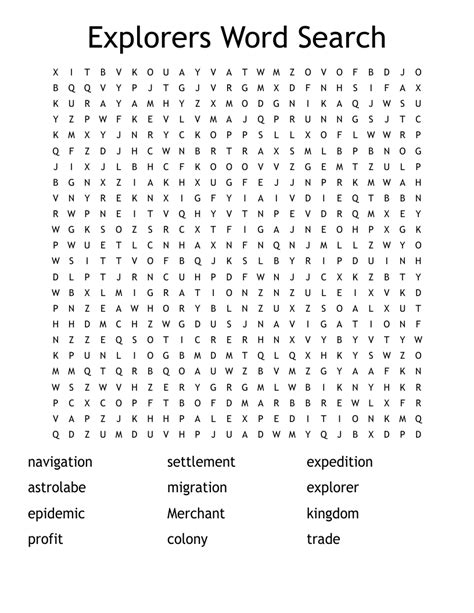 Explorers Word Search Wordmint