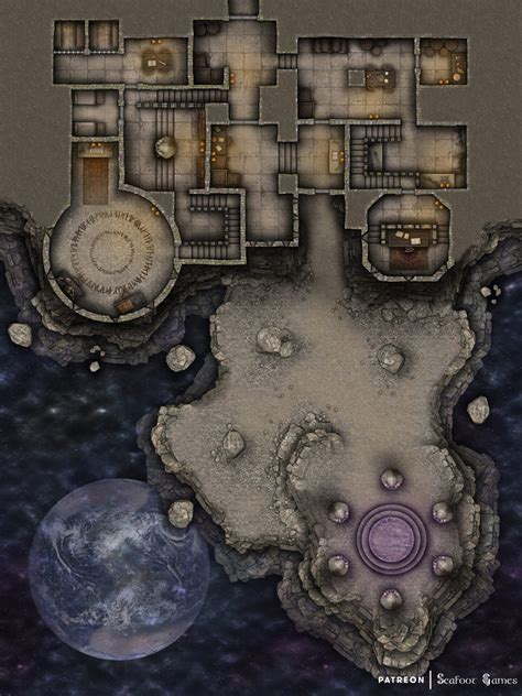 Free D&D Battlemap - Orbital Fortress • Seafoot Games