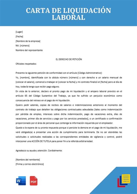 Carta De Liquidaci N Laboral Ejemplos Y Modelos Disponibles