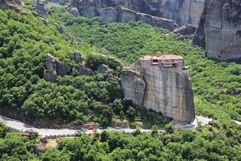 The Holy Monastery of Rousanou Stock Photo - Image of building, blue ...