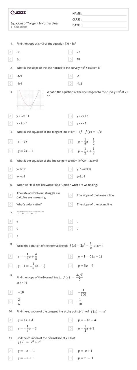 50 Tangent Lines Worksheets On Quizizz Free And Printable