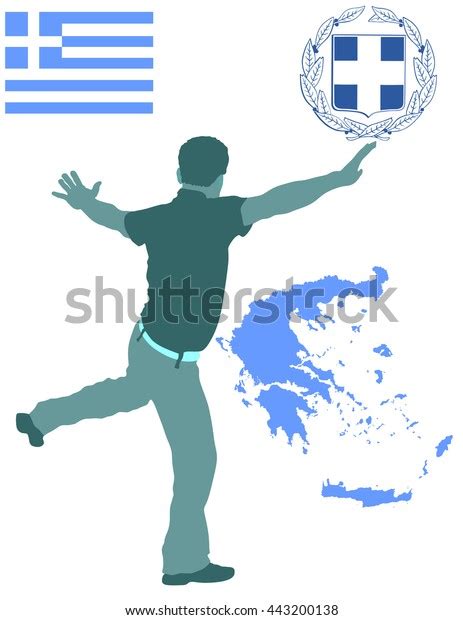 Greek Evzone Dancing Vector Silhouette Isolated Stock Vector Royalty