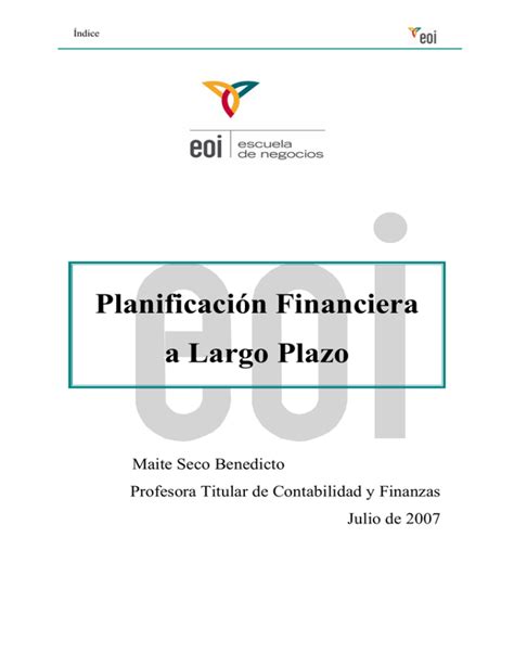 Planificaci N Financiera A Largo Plazo