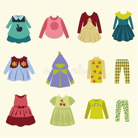 Collection Of Childrens Clothing Illustration Stock Vector