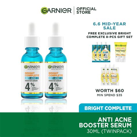 [bundle Of 2] Garnier Bright Complete Anti Acne Booster Serum 30ml