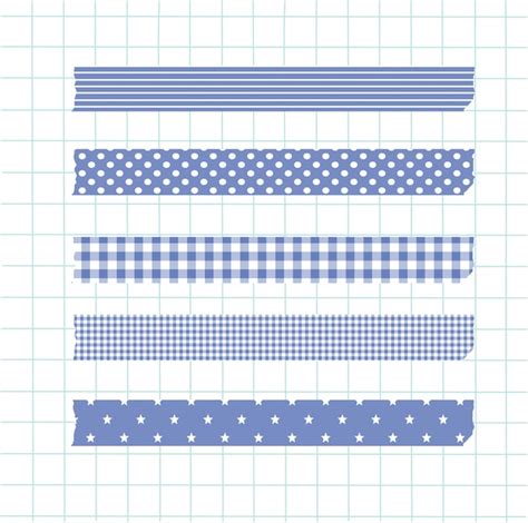 Colección washi tape blue element Vector Premium