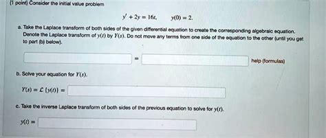 Solved Point} Consider Tho Initial Value Problem Zy 161 J O 2 Take The Laplace Transform