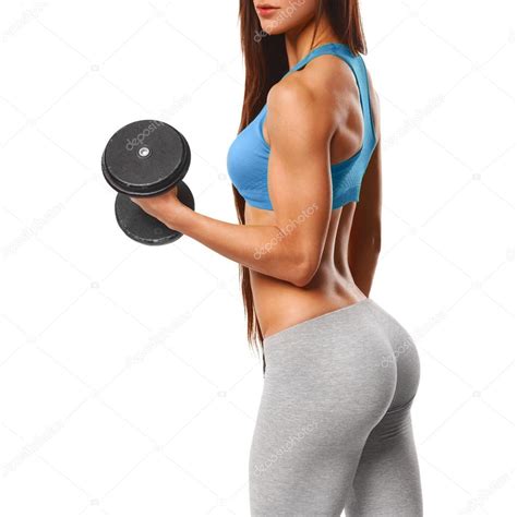 Sexy Beautiful Ass In Thong Fitness Girl Sexy Athletic Woman Working Out With Dumbbells