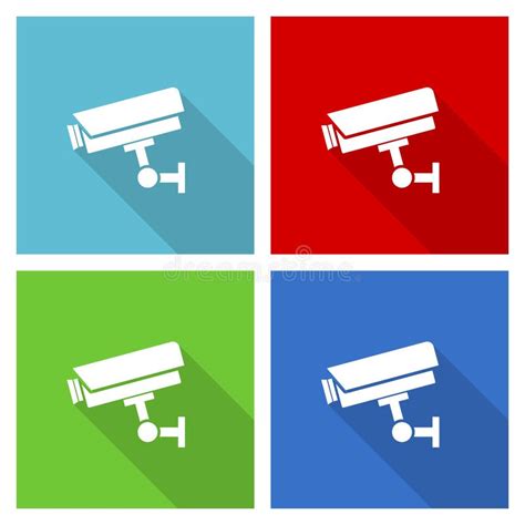 Cctv Camera Icon Set Vector Illustration In 6 Colors Options For