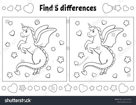 Find Five Differences Coloring Page Kids Stock Vector Royalty Free