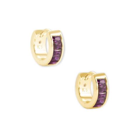 Kendra Scott Jack Huggie Earrings In Purple Crystal Gold Plated