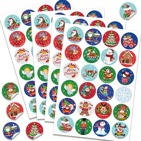 HOWAF Christmas Stickers 96pcs Assortment Holiday Sticker Round Xmas