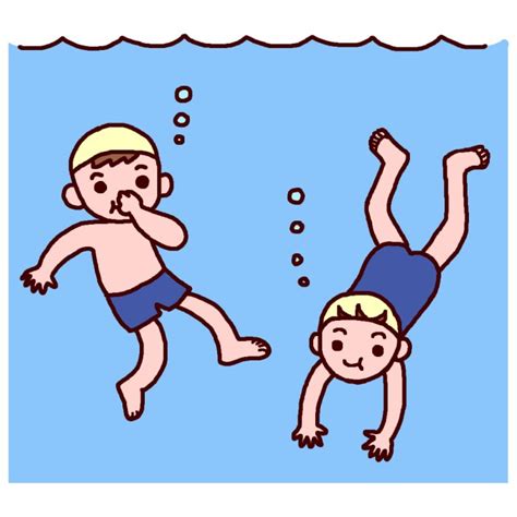 潜りっこ カラー プール開きの無料イラスト 夏の季節・行事 学校素材