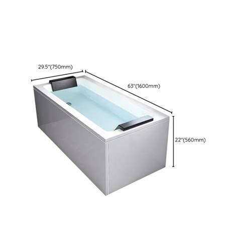 Modern Soaking Freestanding Bathtub White Acrylic Rectangular Bath Tub