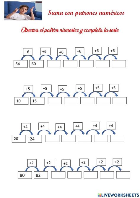 Suma con Patrones Numéricos Worksheet