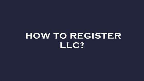 How To Register Llc Youtube