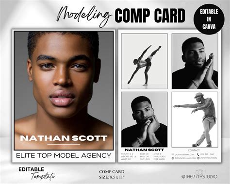 Male Model Comp Card Template Modeling Photocard Zed Card For Models Z Card Fashion Resume